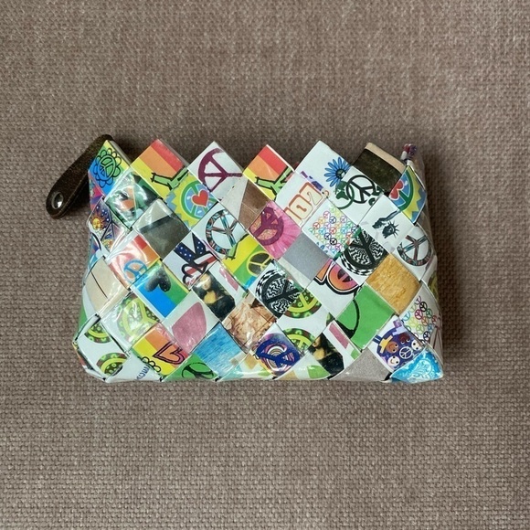 Nahui Ollin Peace Candy Wrapper Bag Change Purse - Picture 1 of 6